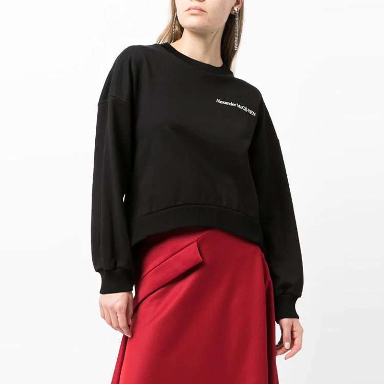 Lookbook (W) 亚历山大·麦昆 FW21 固定标志黑色套头卫衣 676975-QLABG-1000