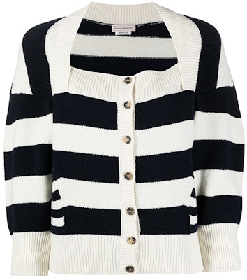 (W) Alexander McQueen FW21 Baju Sweater Kain Wool Leher Petak Berjalur Putih 650315-Q1ASW-9058 Buy (W) Alexander McQueen FW21 Baju Sweater Kain Wool Leher Petak Berjalur Putih 650315-Q1ASW-9058