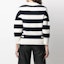 Shop (W) Alexander McQueen FW21 Baju Sweater Kain Wool Leher Petak Berjalur Putih 650315-Q1ASW-9058
