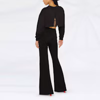 Shop (W) Alexander McQueen FW22 黑色短版長袖圓領上衣 702319QLABG1000