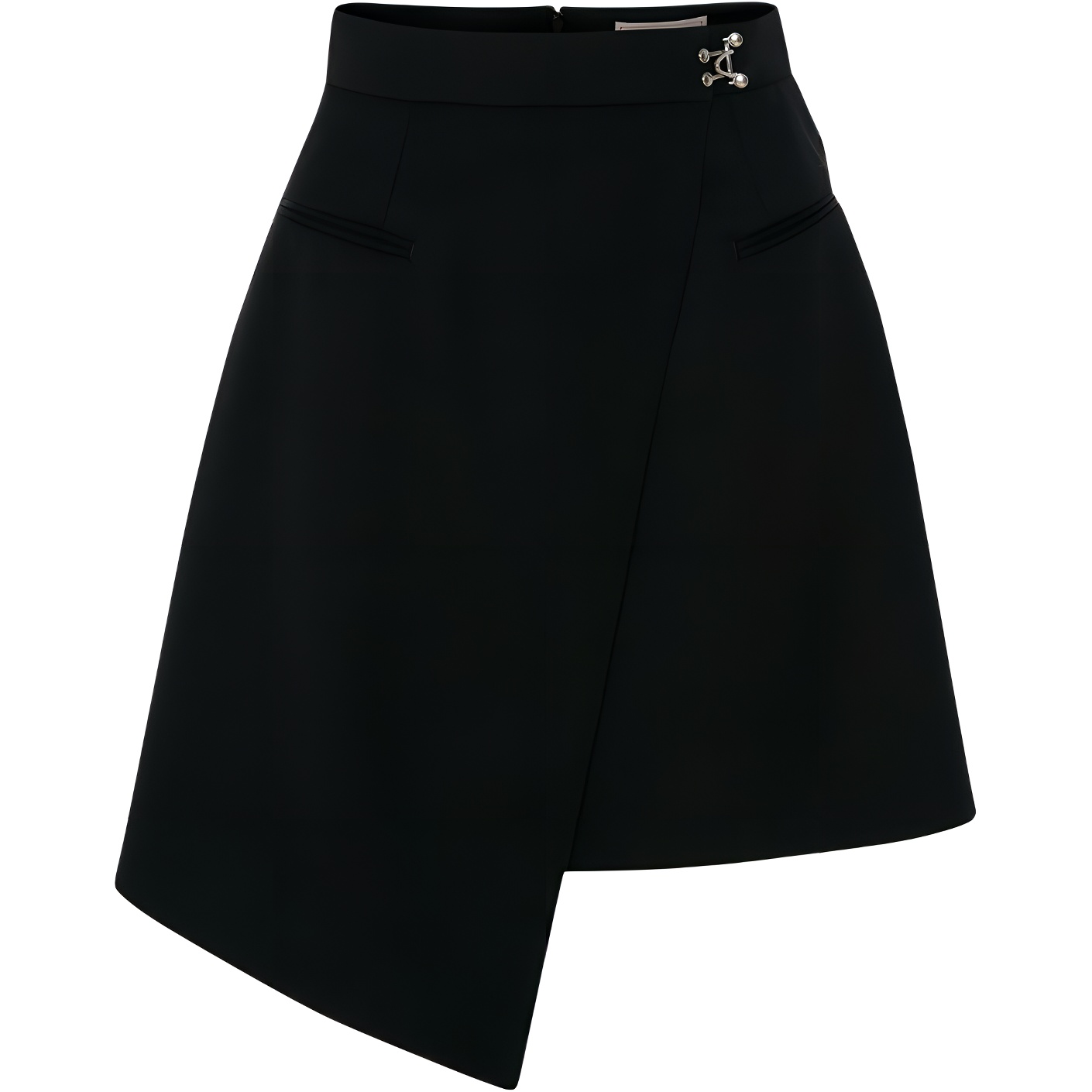 (Women) Alexander McQueen FW22  Black High-Waisted Asymmetric Hem Mini Skirt 710515-QJAAC-1000