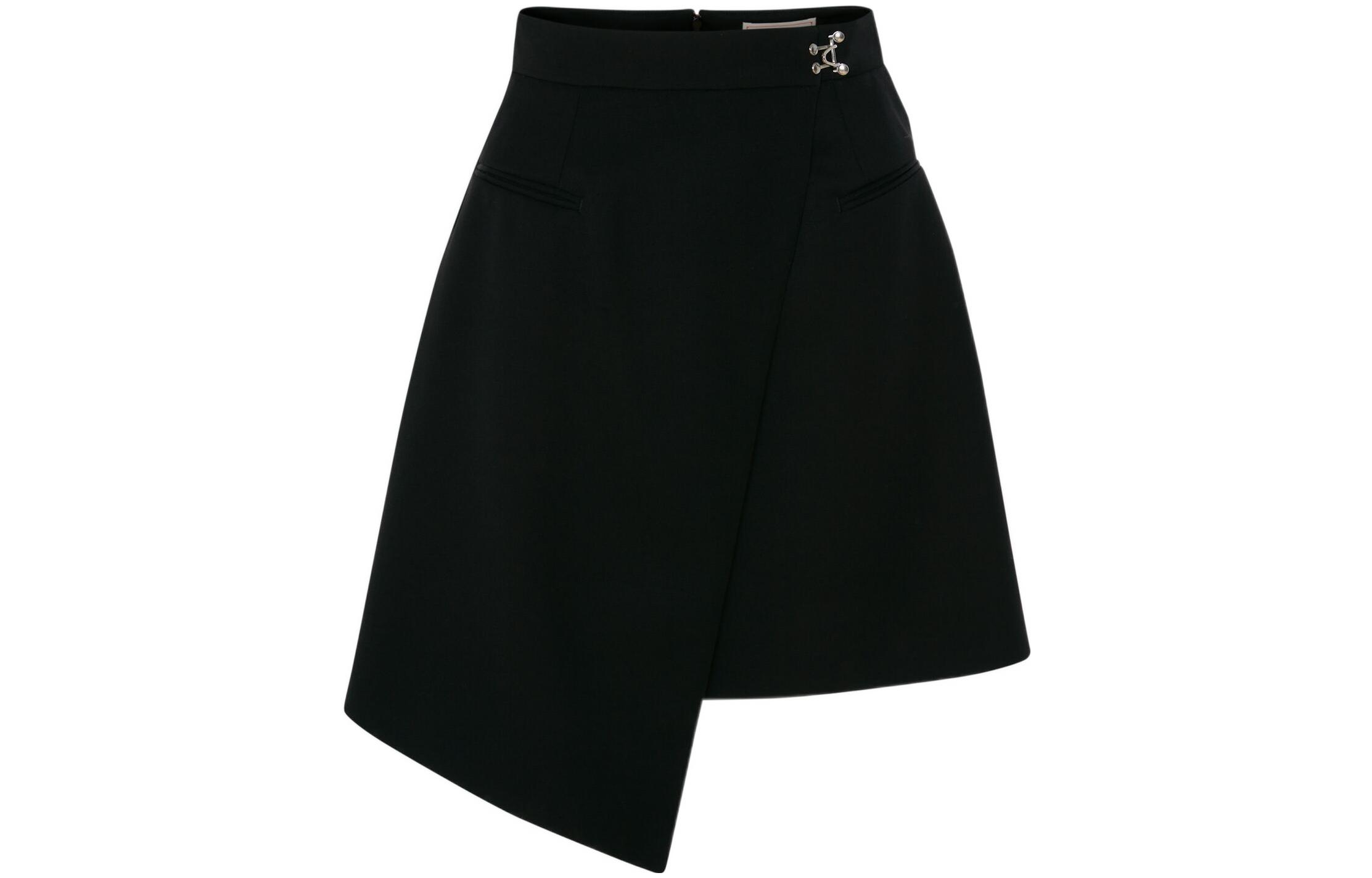 Order (Women) Alexander McQueen FW22  Black High-Waisted Asymmetric Hem Mini Skirt 710515-QJAAC-1000