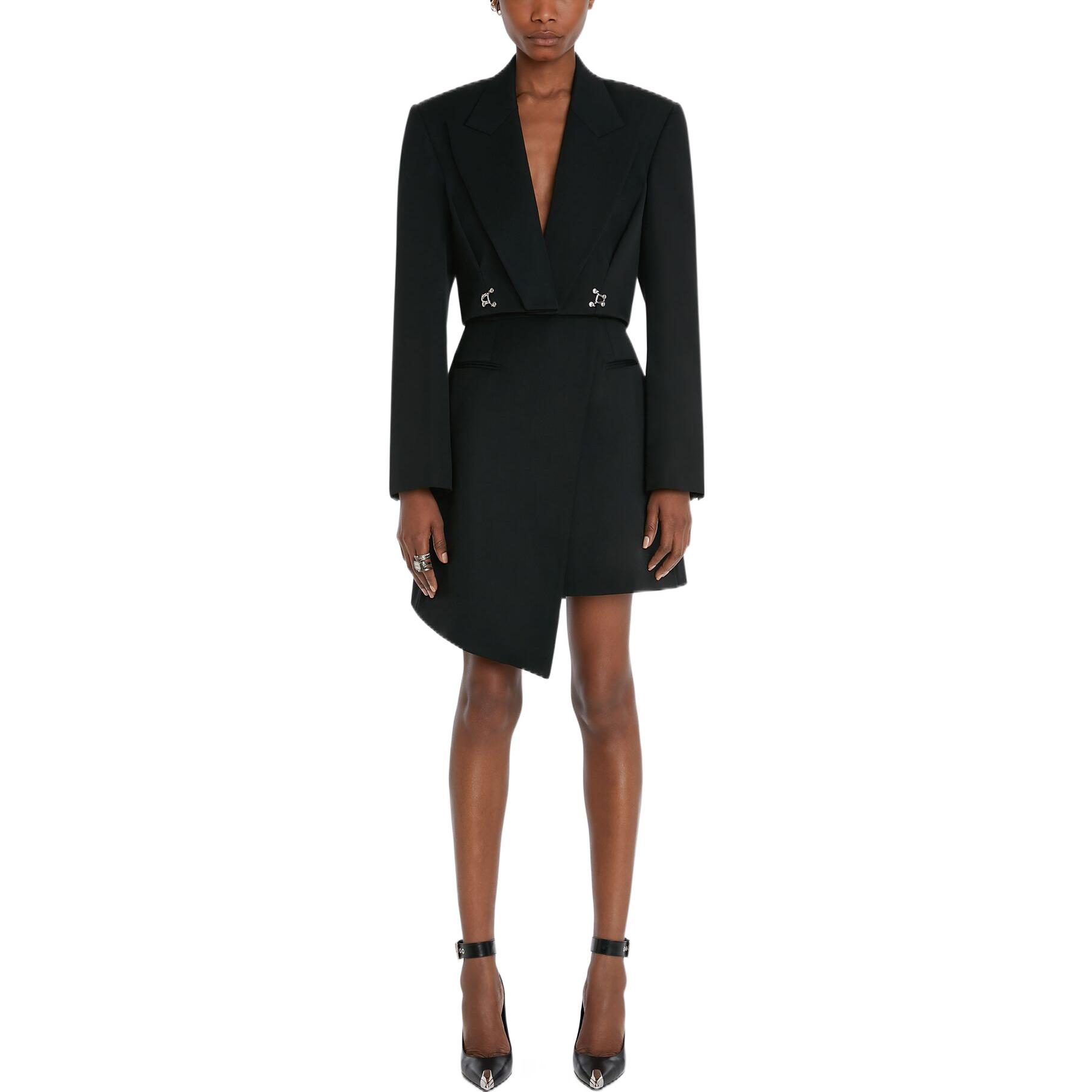 Lookbook (Women) Alexander McQueen FW22  Black High-Waisted Asymmetric Hem Mini Skirt 710515-QJAAC-1000