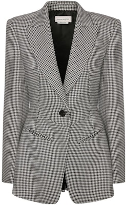 (W) Alexander McQueen FW22 黑色千鳥格單扣西裝外套 715335QKAA11080 Buy (W) Alexander McQueen FW22 黑色千鳥格單扣西裝外套 715335QKAA11080