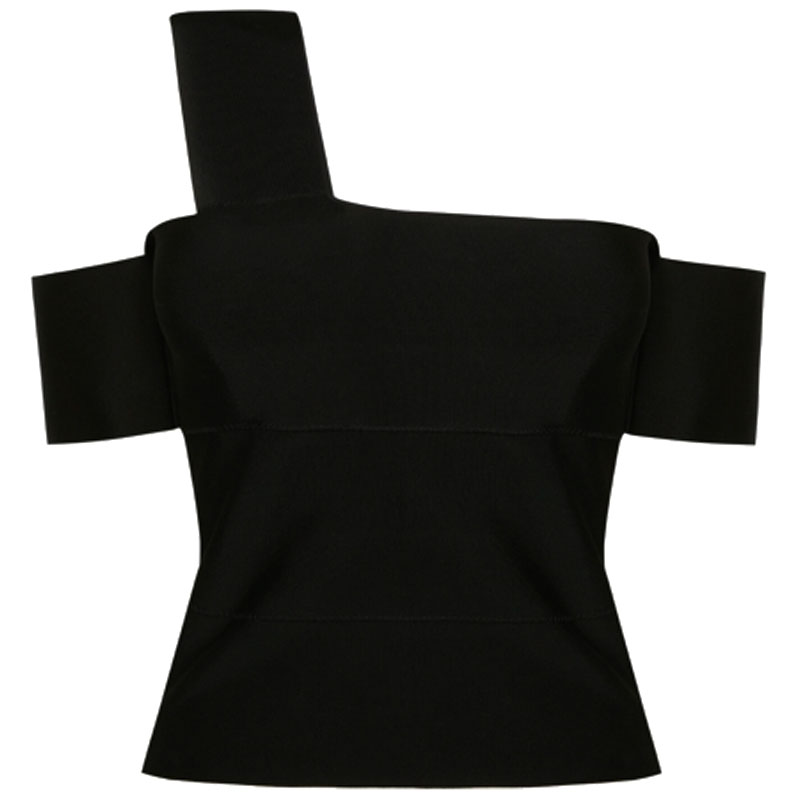 (Women) Alexander McQueen FW22  Black Knit Slim-Fit Strapless Top 720564-Q1A4C-1000