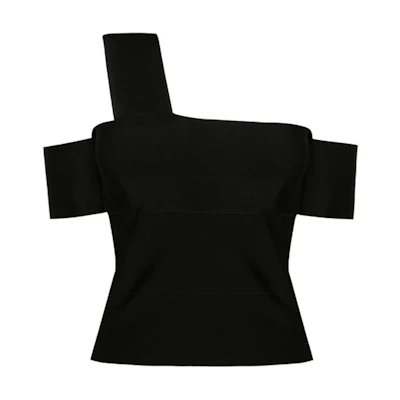 (Women) Alexander McQueen FW22 Black Knit Slim-Fit Strapless Top 720564-Q1A4C-1000