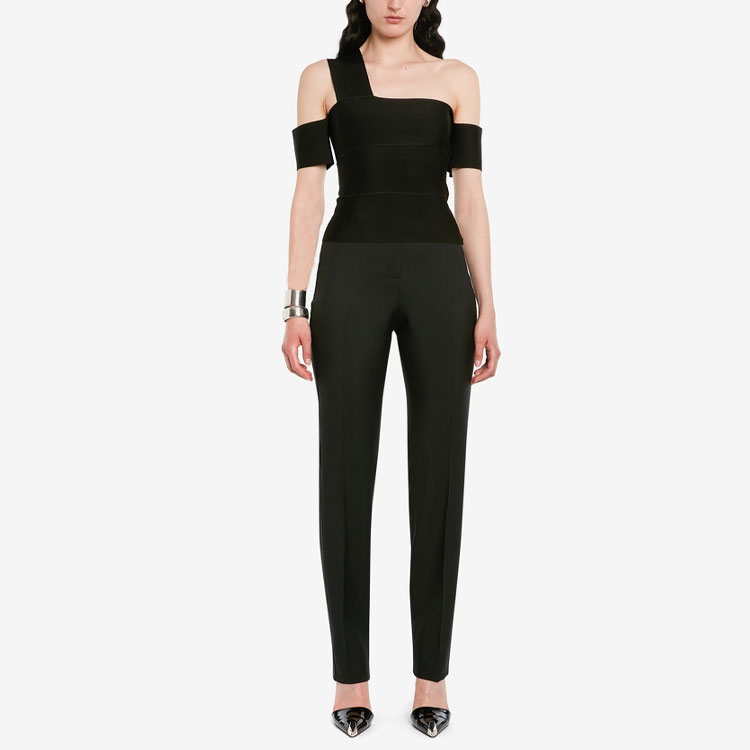 Lookbook (W) Alexander McQueen FW22 黑色緊身無肩帶針織上衣 720564-Q1A4C-1000