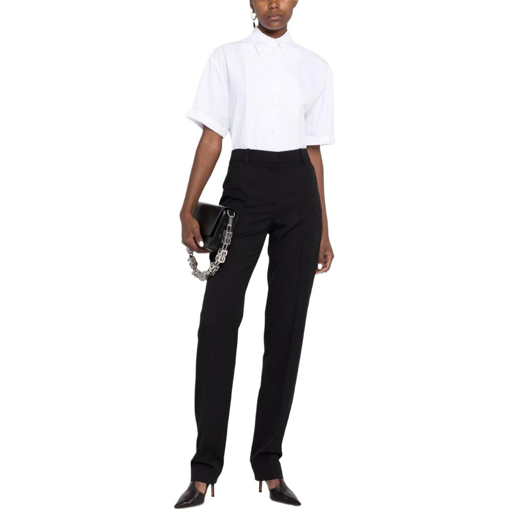 Lookbook (W) Alexander McQueen FW22 Pantalones Negros Casuales Slim Rectos de Cintura Alta 705542-QJAAC-1000
