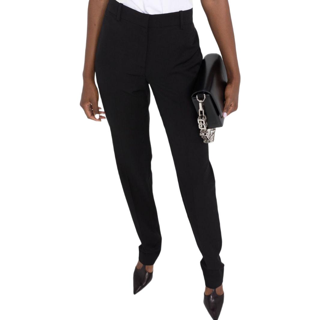 Purchase (W) Alexander McQueen FW22 Pantalones Negros Casuales Slim Rectos de Cintura Alta 705542-QJAAC-1000