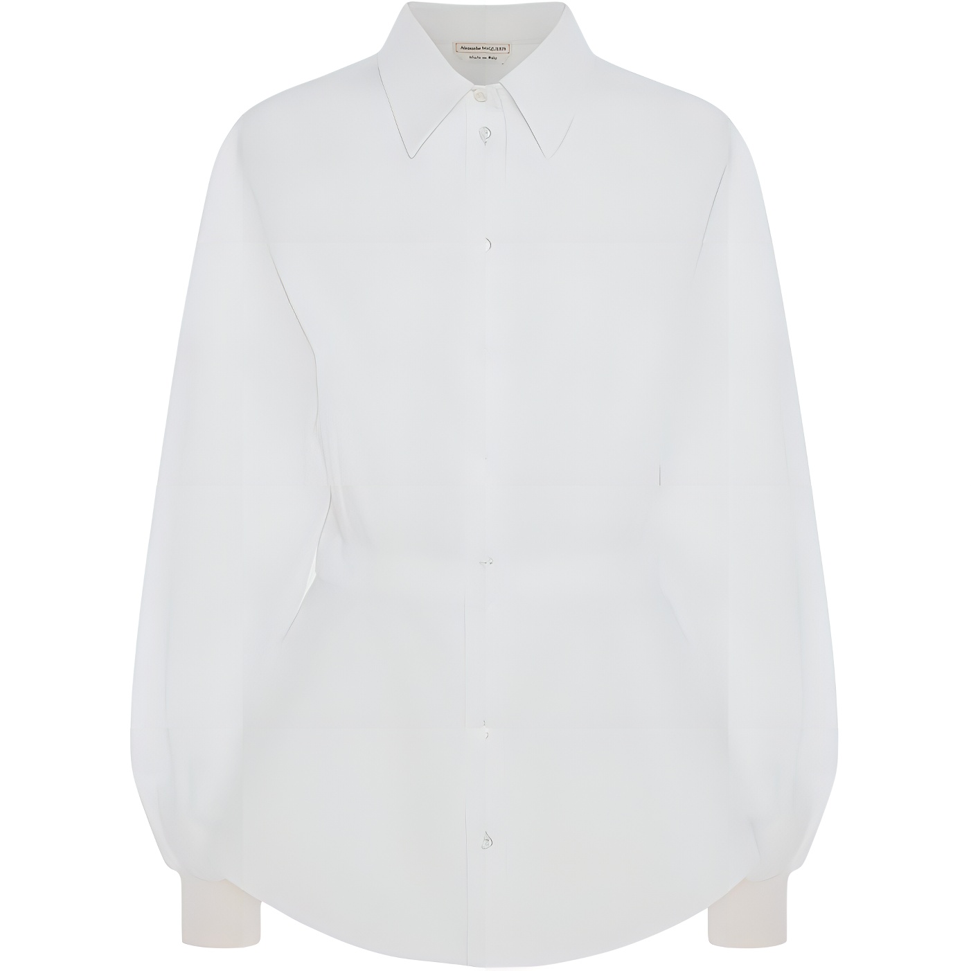 (Women) Alexander McQueen FW22  White Cotton Poplin Single-Breasted Shirt. 708585-QAAAY-9000