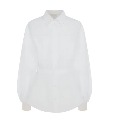 (Women) Alexander McQueen FW22 White Cotton Poplin Single-Breasted Shirt. 708585-QAAAY-9000