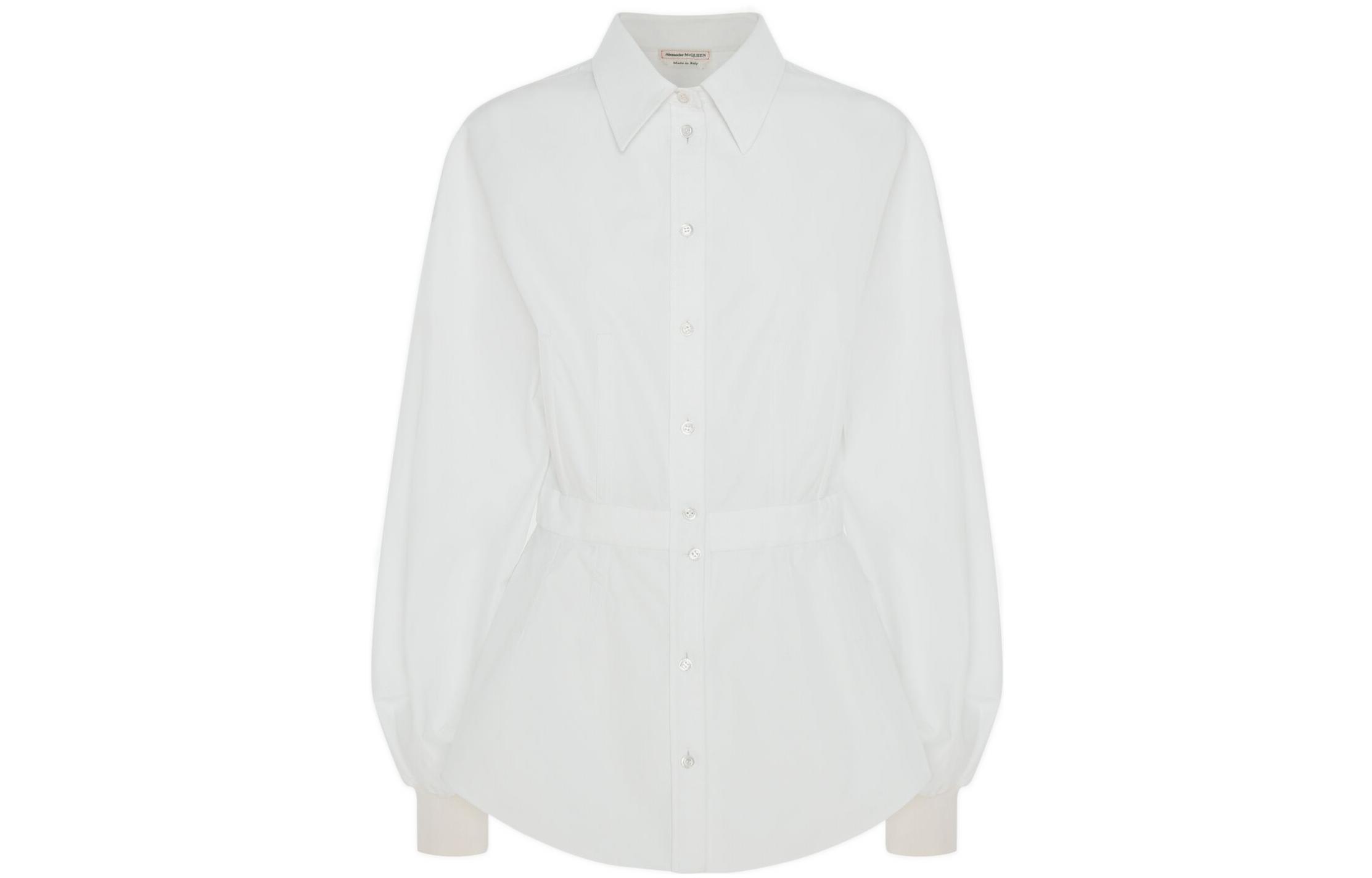 Order (Women) Alexander McQueen FW22  White Cotton Poplin Single-Breasted Shirt. 708585-QAAAY-9000