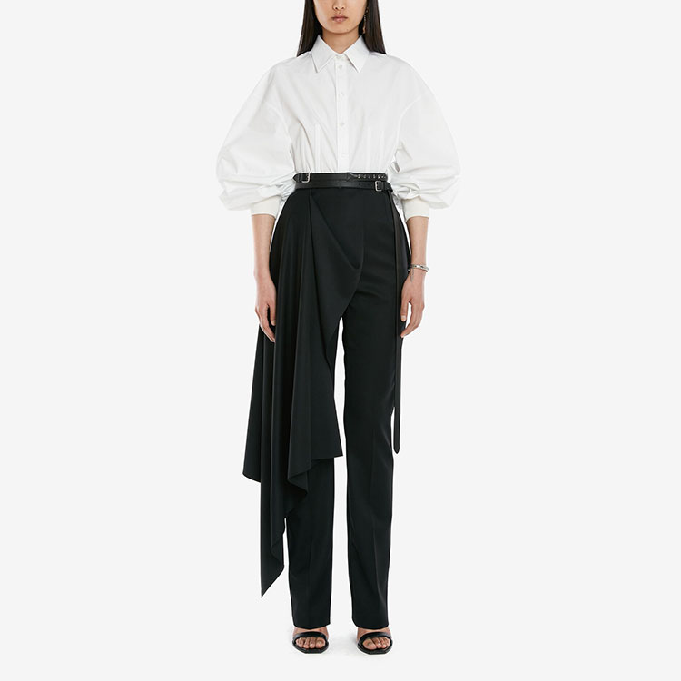 Lookbook (Women) Alexander McQueen FW22  White Cotton Poplin Single-Breasted Shirt. 708585-QAAAY-9000