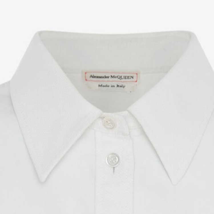 Details for (Women) Alexander McQueen FW22  White Cotton Poplin Single-Breasted Shirt. 708585-QAAAY-9000