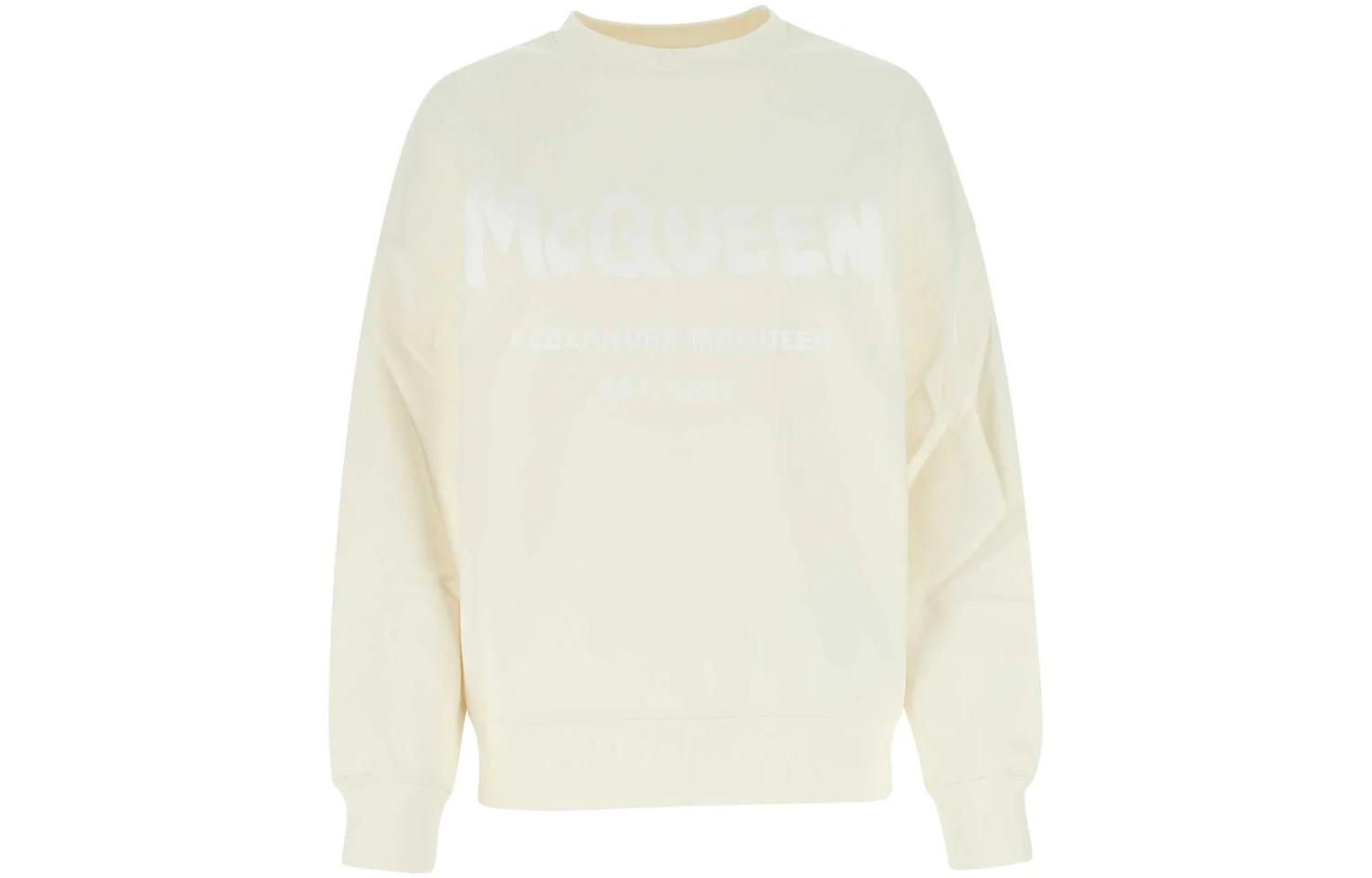(Women) Alexander McQueen FW22  Yellow Logo Print Crewneck Sweatshirt. 659975-QZAHR-0954