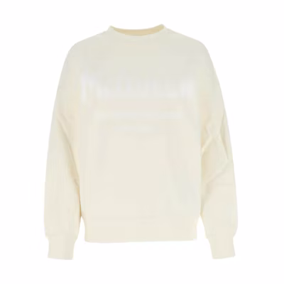 (Women) Alexander McQueen FW22 Yellow Logo Print Crewneck Sweatshirt. 659975-QZAHR-0954