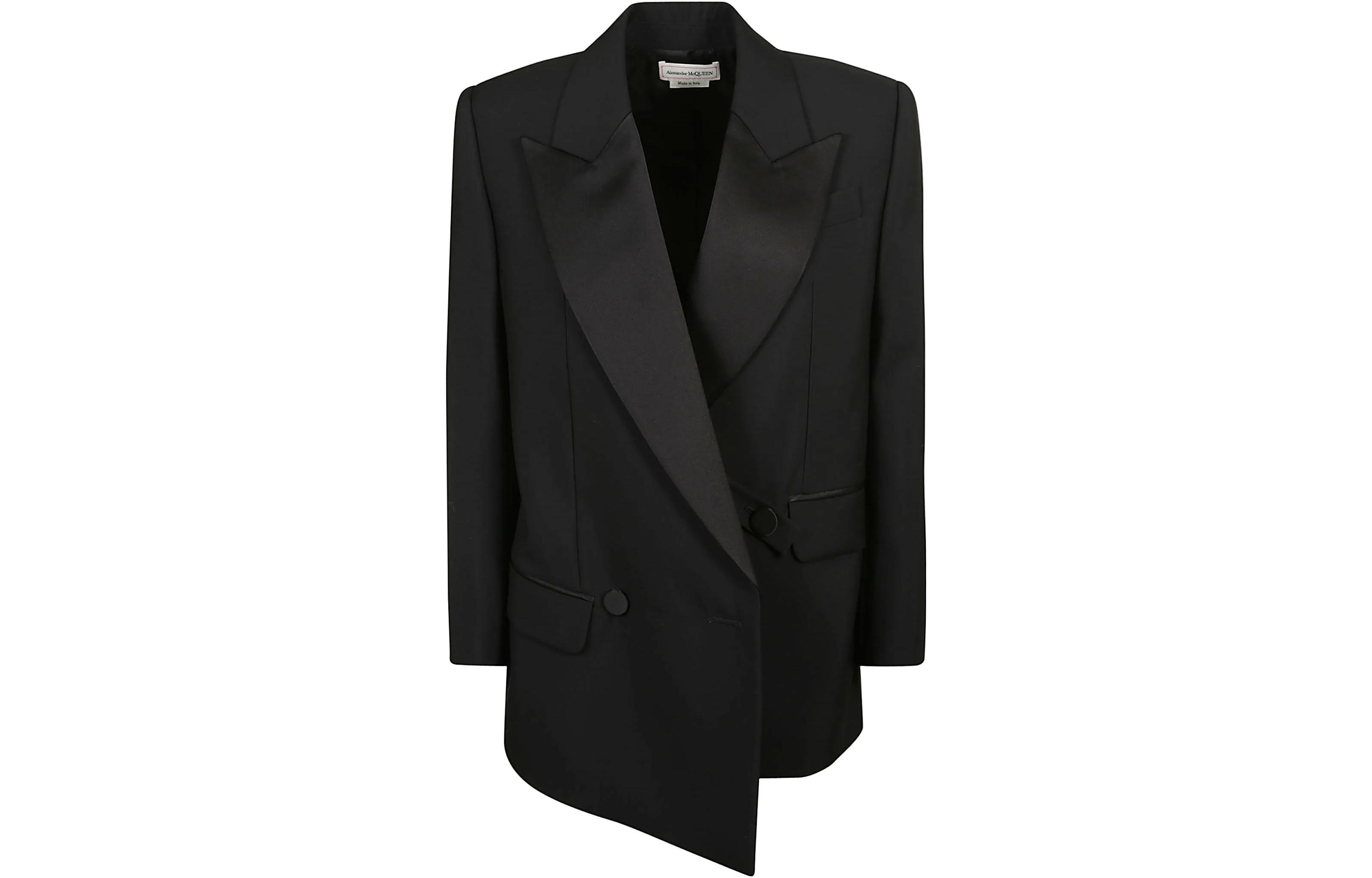 Order (Women) Alexander McQueen FW22 Double-Breasted Asymmetric Hem Blazer Jacket Women. 708963-QJACX-1000