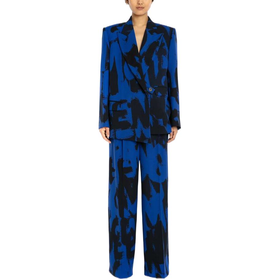 Lookbook (Women) Alexander McQueen FW22 Graffiti Print Wide-Leg Knit Sweatpants Women Blue. 705526-QCAFJ-4148