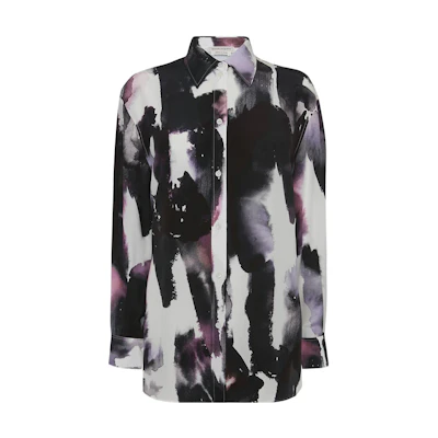 (Women) Alexander McQueen FW22 Splatter Print Single-Breasted Shirt Women Multicolor. 736695-QCAGP-9903