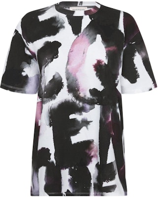 (Women) Alexander McQueen FW22 Watercolour Graffiti Loose Tee Colorful T-Shirt. 735013QZAHW0942 Buy (Women) Alexander McQueen FW22 Watercolour Graffiti Loose Tee Colorful T-Shirt. 735013QZAHW0942