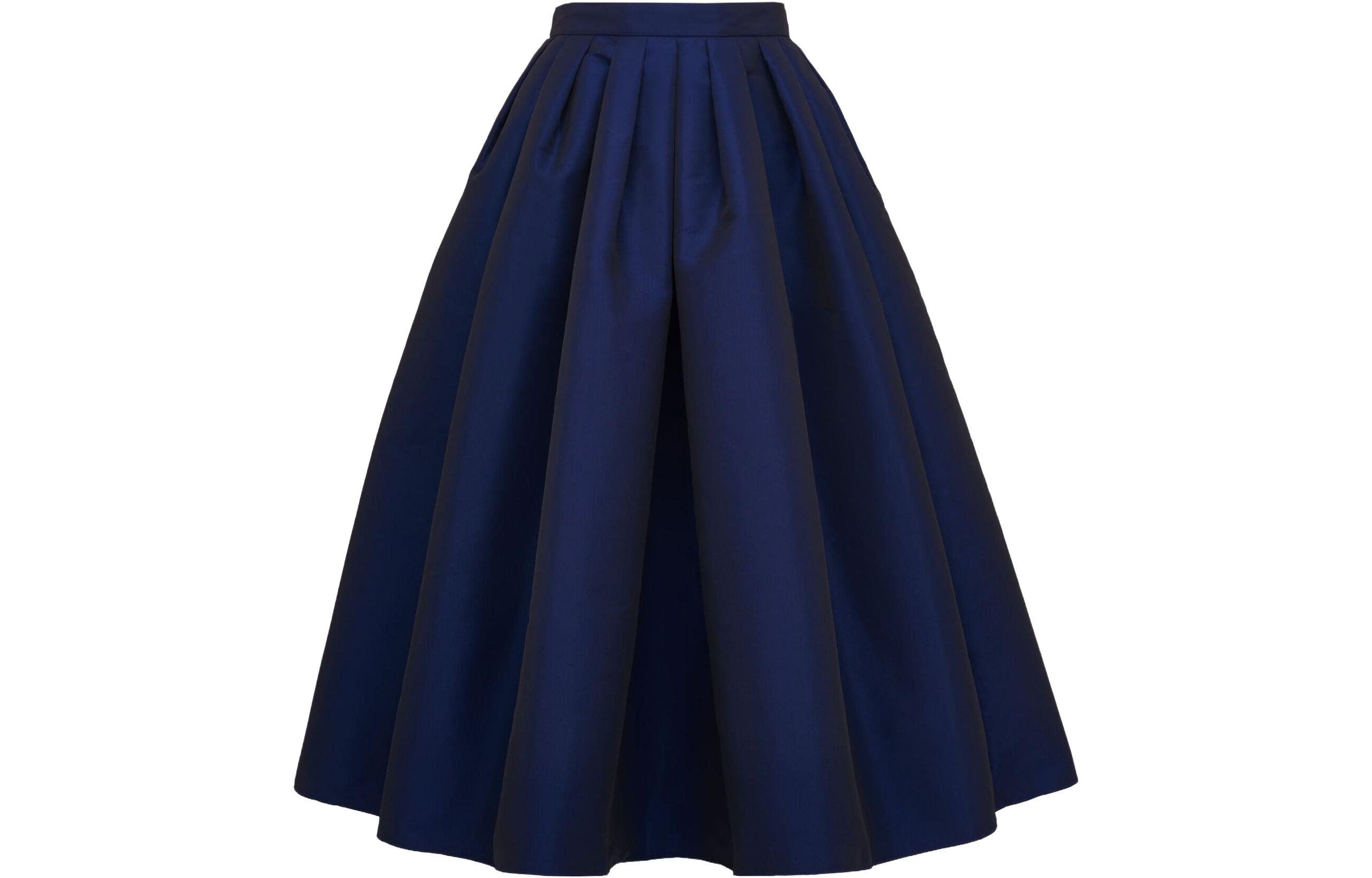 (Women) Alexander McQueen FW23  Pleated Midi Skirt in Electric Navy Blue. 684284-QEACM-4232