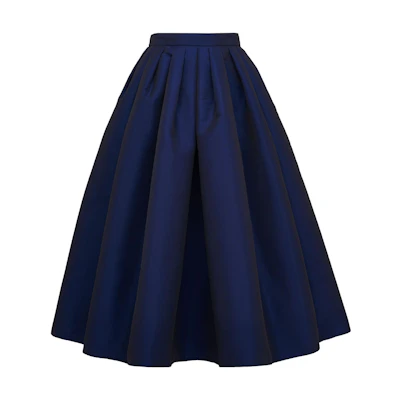 (Women) Alexander McQueen FW23 Pleated Midi Skirt in Electric Navy Blue. 684284-QEACM-4232