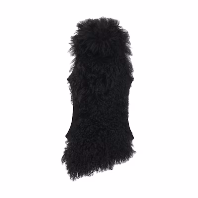 (Women) Alexander McQueen FW24 Black Sleeveless Knitted Top with Zipper. 810780-Q5AON-1000