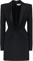 (Women) Alexander McQueen FW24 Black V-Neck Zipper Long Sleeve Mini Dress 794709-QJAAC-1000 (Women) Alexander McQueen FW24 Black V-Neck Zipper Long Sleeve Mini Dress 794709-QJAAC-1000