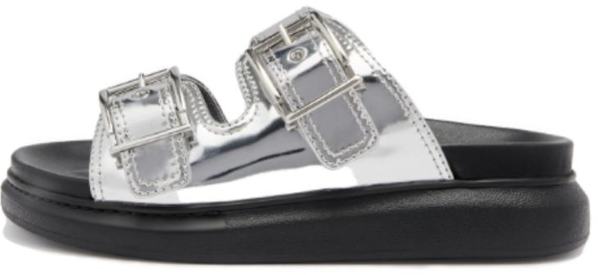 (W) Alexander McQueen Gabine Selipar Kulit Bertali 'Perak Hitam' 783254W4WG18100 Buy (W) Alexander McQueen Gabine Selipar Kulit Bertali 'Perak Hitam' 783254W4WG18100