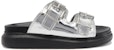 (W) Alexander McQueen Gabine Selipar Kulit Bertali 'Perak Hitam' 783254W4WG18100