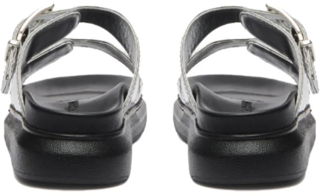 (Women) Alexander McQueen Gabine Buckled Leather Slides 'Silver Black' 783254W4WG18100 Shop (Women) Alexander McQueen Gabine Buckled Leather Slides 'Silver Black' 783254W4WG18100