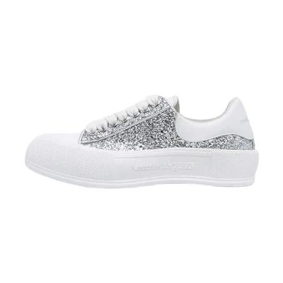 (W) Alexander McQueen Glitter Deck Plimsoll 'Silver'