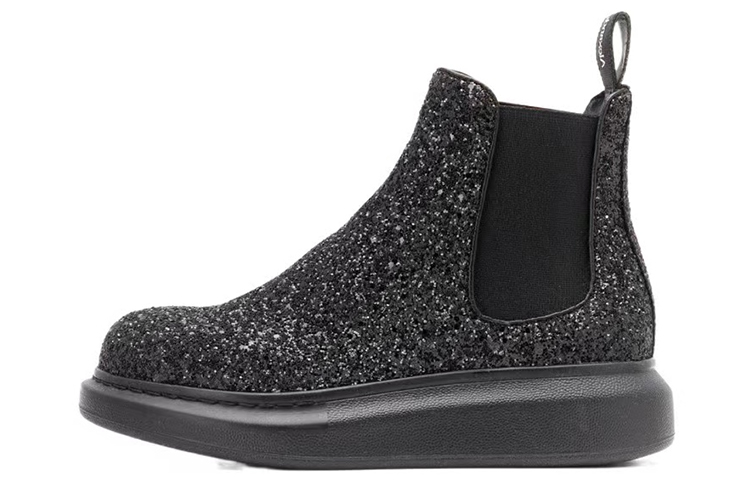 (W) Alexander McQueen Glitter Detail Ankle Boots 'Black'