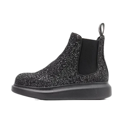 (W) Alexander McQueen Glitter Detail Ankle Boots 'Black'