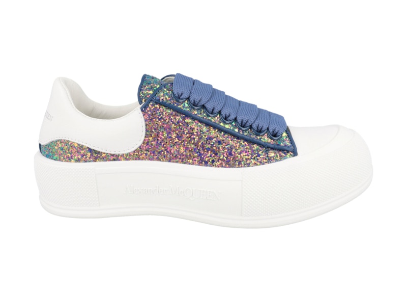 Buy (W) Alexander McQueen Glitter Sepatu Low-Top Biru Putih Petrol 702048W4MC33138