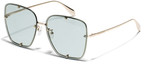(Women) Alexander McQueen Gradient Green Studded Square Sunglasses for Women Punk Style AM0364S-004-63 (Women) Alexander McQueen Gradient Green Studded Square Sunglasses for Women Punk Style AM0364S-004-63