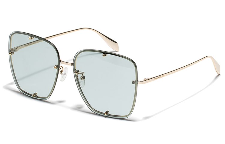 Order (Women) Alexander McQueen Gradient Green Studded Square Sunglasses for Women Punk Style AM0364S-004-63