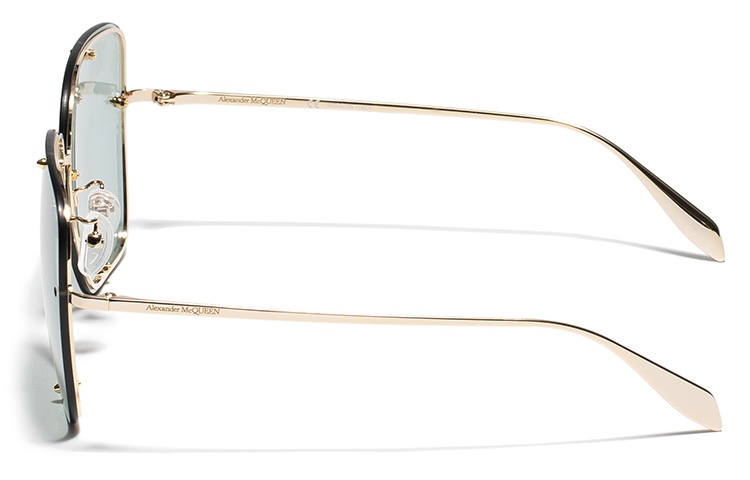 Shop (Women) Alexander McQueen Gradient Green Studded Square Sunglasses for Women Punk Style AM0364S-004-63