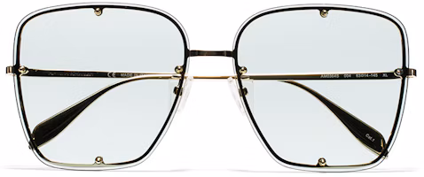 Details for (Women) Alexander McQueen Gradient Green Studded Square Sunglasses for Women Punk Style AM0364S-004-63