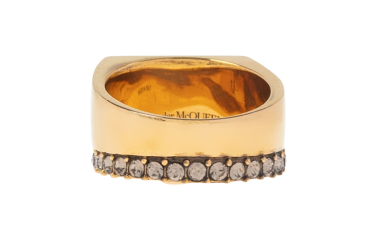 Shop (Women) Alexander McQueen Graffiti Logo Brass Ring Gold  Jewelry. 688432J160T2832
