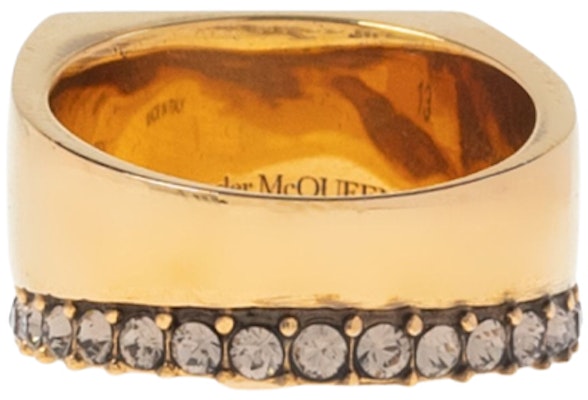(Women) Alexander McQueen Graffiti Logo Brass Ring Gold Jewelry. 688432J160T2832 Shop (Women) Alexander McQueen Graffiti Logo Brass Ring Gold Jewelry. 688432J160T2832