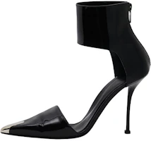 (Women) Alexander McQueen Punk Patent Leather Heels Silver 'Black' 718859WHJUM1081 (Women) Alexander McQueen Punk Patent Leather Heels Silver 'Black' 718859WHJUM1081