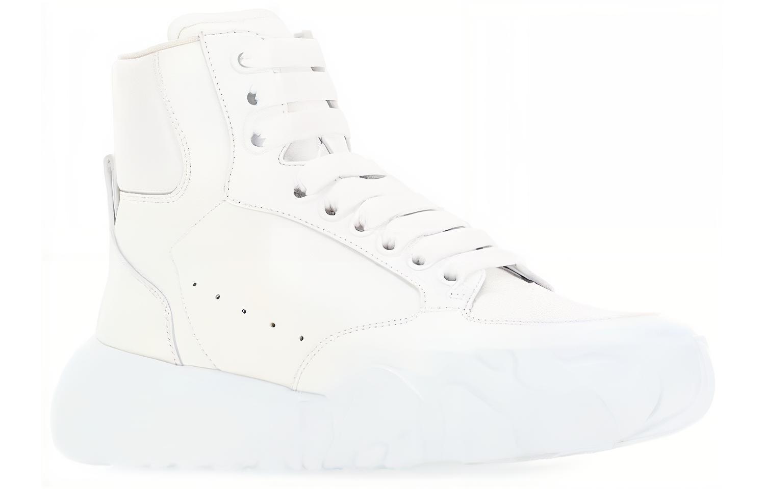 Shop Alexander McQueen 高筒皮革運動鞋 白色 女款