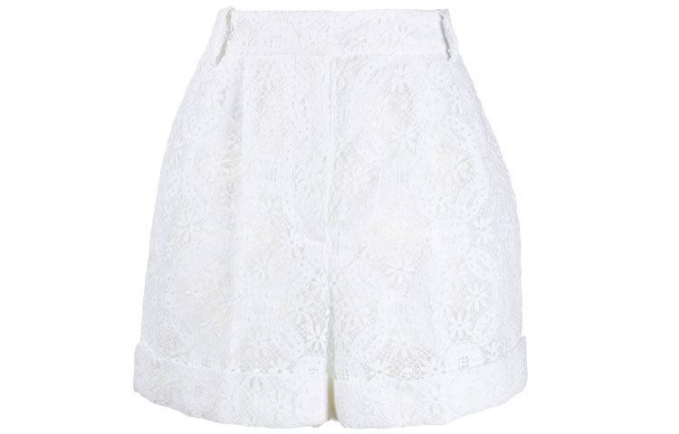Order (Women) Alexander McQueen High-Waisted Lace Shorts White 620241-QEABP-9000