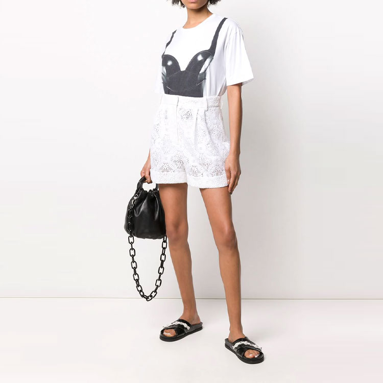 Lookbook (Women) Alexander McQueen High-Waisted Lace Shorts White 620241-QEABP-9000