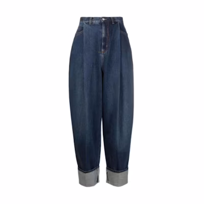 (Women) Alexander McQueen High-Waisted Tapered Jeans Casual Denim. 666503-QMABD-4098