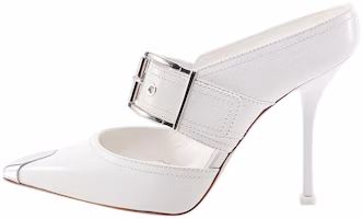 (Women) Alexander McQueen High Heel 'White Calfskin Buckle Detail' 709992WHSWD9359 (Women) Alexander McQueen High Heel 'White Calfskin Buckle Detail' 709992WHSWD9359
