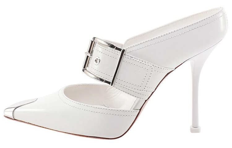 (Women) Alexander McQueen High Heel 'White Calfskin Buckle Detail' 709992WHSWD9359