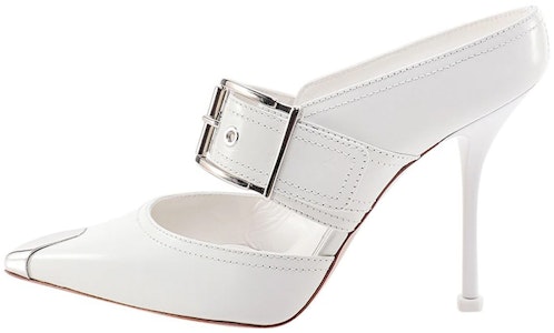 (W) Alexander McQueen Tumit Tinggi 'Butiran Buckle Kulit Anak Lembu Putih' 709992WHSWD9359 Buy (W) Alexander McQueen Tumit Tinggi 'Butiran Buckle Kulit Anak Lembu Putih' 709992WHSWD9359