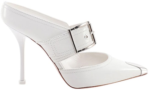 (W) Alexander McQueen Tumit Tinggi 'Butiran Buckle Kulit Anak Lembu Putih' 709992WHSWD9359 Order (W) Alexander McQueen Tumit Tinggi 'Butiran Buckle Kulit Anak Lembu Putih' 709992WHSWD9359